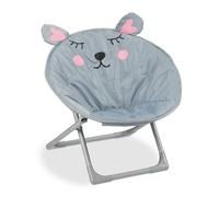 Relaxdays Silla de Acampada Infantil, Ratón, Plegable, Unisex, Interior & Exterior, 51,5 x 51 x 48 cm, 1 Ud., Gris