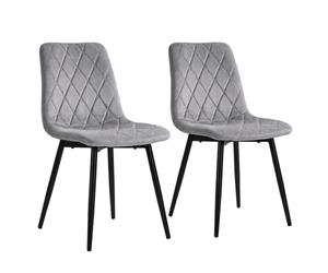 Relaxdays Silla de Comedor, Set de 2, Terciopelo, Patas Metal, 120 kg, Gris