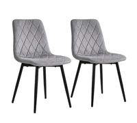 Relaxdays Silla de Comedor, Set de 2, Terciopelo, Patas Metal, 120 kg, Gris | Salón y cocina, silla de cocina tapizada