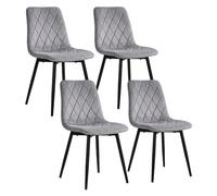 Relaxdays Silla de Comedor, Set de 4, Terciopelo, Patas Metal, 120 kg, Gris | Salón y cocina, silla de cocina tapizada