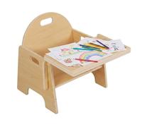 Relaxdays Silla Infantil con Mesa integrada, Montessori, Madera Natural