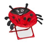 Relaxdays Silla Infantil Plegable, Mariquita, 47x50x48 cm, Asiento Niños Exterior/Interior, Sillón, Peques, Multicolor