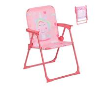 Relaxdays Silla plegable infantil con estampado amarillo,azul claro,rosa