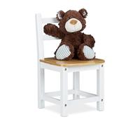 Relaxdays Silla para niños Rustico, bambú, Asiento para el Dormitorio Infantil, 50 x 28.5 x 28 cm, Blanco y Natural