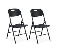 Relaxdays Silla Plegable, Set de 2 Asientos de Jardín y Balcón, hasta 150 kg, Resistentes Intemperie, Negro