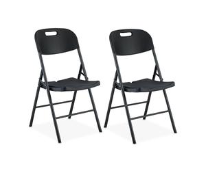 Relaxdays Silla Plegable, Set de 2 Asientos de Jardín y Balcón, hasta 150 kg, Resistentes Intemperie, Negro