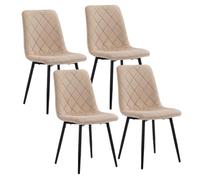 Relaxdays Sillas Comedor, 4 uds, Terciopelo, Patas Metal, 120 kg, Beige