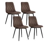 Relaxdays Sillas Comedor, 4 uds, Terciopelo, Patas Metal, 120 kg, marrón