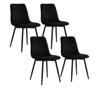 Relaxdays Sillas Comedor, Set 4, Terciopelo, Patas Metal, 120 kg, Negro