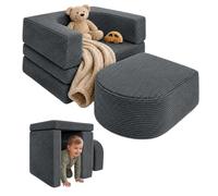 Relaxdays Sillón Infantil Modular de 4 Piezas, Gris Oscuro | bloques suaves de pana, (Al x An x Fon) 40x65x65 cm