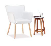 Relaxdays Sillon Vintage Individual, Tela-Madera, Blanco, 84 X 62 X 56 Cm
