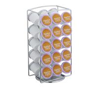 Relaxdays Soporte 30 Cápsulas, Compatible con K-Cups de Keurig, Portacápsulas Giratorio, 30,5 x 16 x 12,5 cm, Plateado