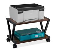 Relaxdays Soporte de impresora con ruedas marrón oscuro,negro