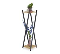 Relaxdays Soporte de macetas XL con 2 baldas marrón claro,negro