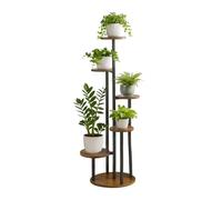 Relaxdays Soporte de plantas con 5 estantes marrón oscuro,negro