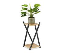 Relaxdays Soporte de macetas con 2 baldas marrón claro,negro