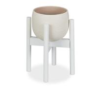 Relaxdays Soporte macetas de bambú blanco blanco