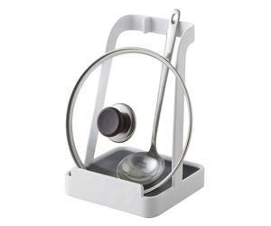 Relaxdays Soporte para cucharas y tapas de ollas blanco