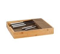 Relaxdays Soporte para Cuchillos de Cajón, Bambú, Beige, 6,5 x 38 x 33,5 cm