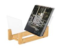 Relaxdays Soporte para Discos, 50 LP, bambú, acrílico, 12 rieles, HBT 21x37,5x19 cm, vinilos, Natural/Transparente