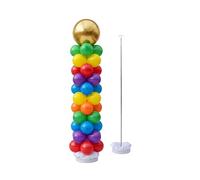 Relaxdays Soporte para Globos, Set de 2, Varilla telescópica 45-205 cm, Columna para Bodas y cumpleaños, Plata/Blanco