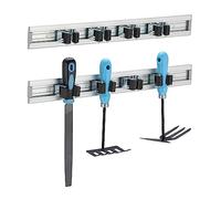 Relaxdays Soporte para Herramientas, Set de 2, Portaherramientas de Pared, 4 Pinzas, Organizador, Aluminio, Plateado