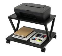 Relaxdays Soporte para Impresora, 2 Niveles, HBT: 28 x 44 x 28 cm, Carro para Impresora, Oficina, MDF y Metal, Negro