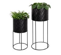 Relaxdays soporte para macetas, juego de 2, negro