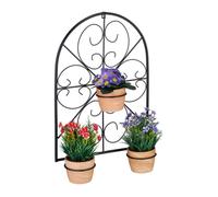 Relaxdays Soporte para macetas triple en negro negro