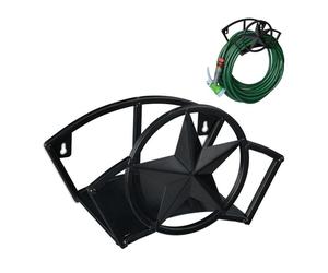 Relaxdays Soporte para mangueras de pared estrella negro