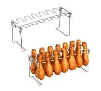 Relaxdays Soporte para Muslos de Pollo, 2 Unidades, Acero Inoxidable, Pollo crujiente sin Voltear, Plegable, Plateado
