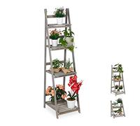 Relaxdays Soporte para Plantas, 4 Niveles, Estantería para Macetas, Madera, Plegable, Jardinera, 160x41x50 cm, Gris