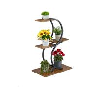 Relaxdays Soporte para plantas Industrial marrón oscuro,negro
