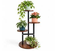 Relaxdays Soporte para plantas, 4 niveles, negro/marrón | (Al x An x Fon): 53 x 30 x 30 cm, interior, estilo industrial