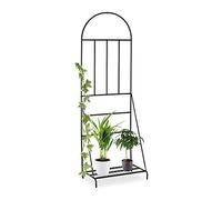 Relaxdays Soporte para Plantas con Enrejado, Acero, Estantería para macetas, 200 x 70 x 40 cm, Negro