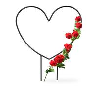 Relaxdays Soporte enredaderas forma de corazón negro