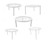 Relaxdays Soporte para Plantas, Juego de 5 Piezas, Redondo, Resistente, Alto: 8-20 cm, diámetro: 17-30 cm, Acero, Blanco