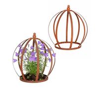 Relaxdays Soporte para Plantas, Set de 2, Corona para perennes y plantones, 35 x 30 cm, Efecto óxido