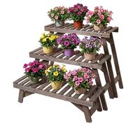 Relaxdays soporte para plantas, set de 3 piezas, marrón