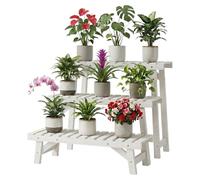 Relaxdays Soporte para plantas, set de 3 pzas., blanco