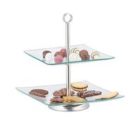 Relaxdays Soporte para tartas de 2 pisos plata,transparente