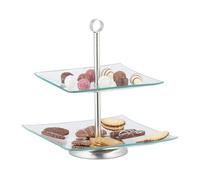 Relaxdays Soporte para tartas de 2 pisos plata,transparente