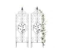 Relaxdays Soporte para trepadoras, Set 2, 116x35 cm, Rejilla metálica, Hiedra, Rosas, autoportante, Negro