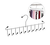 Relaxdays Soporte Percha Cinturones, Colgador Accesorios Metal, Diseño Compacto, 12 Ganchos, Corbatas, Armarios, Plateado, Hierro, 15 x 35 x 4 cm