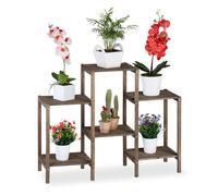 Relaxdays Soporte plantas de madera marrón marrón oscuro
