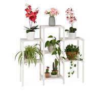 relaxdays Soporte Plantas Decorativo, Estantería Flores de Interior, Expositor, Madera, 86,5 x 95 x 29,5 cm, Blanco