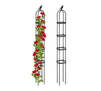 Relaxdays Soporte Plantas, Set 2 Tutores Obelisco, Enrejado Enredaderas, Trepadoras, Metálico, 188cm Alto, Jardín, Negro