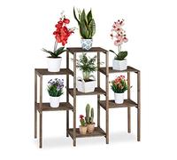 Relaxdays Soporte plantas de madera marrón marrón oscuro