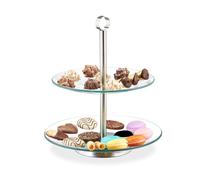 Relaxdays Soporte tartas 2 pisos plata,transparente