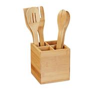 Relaxdays Soporte utensilios de cocina bambú marrón claro